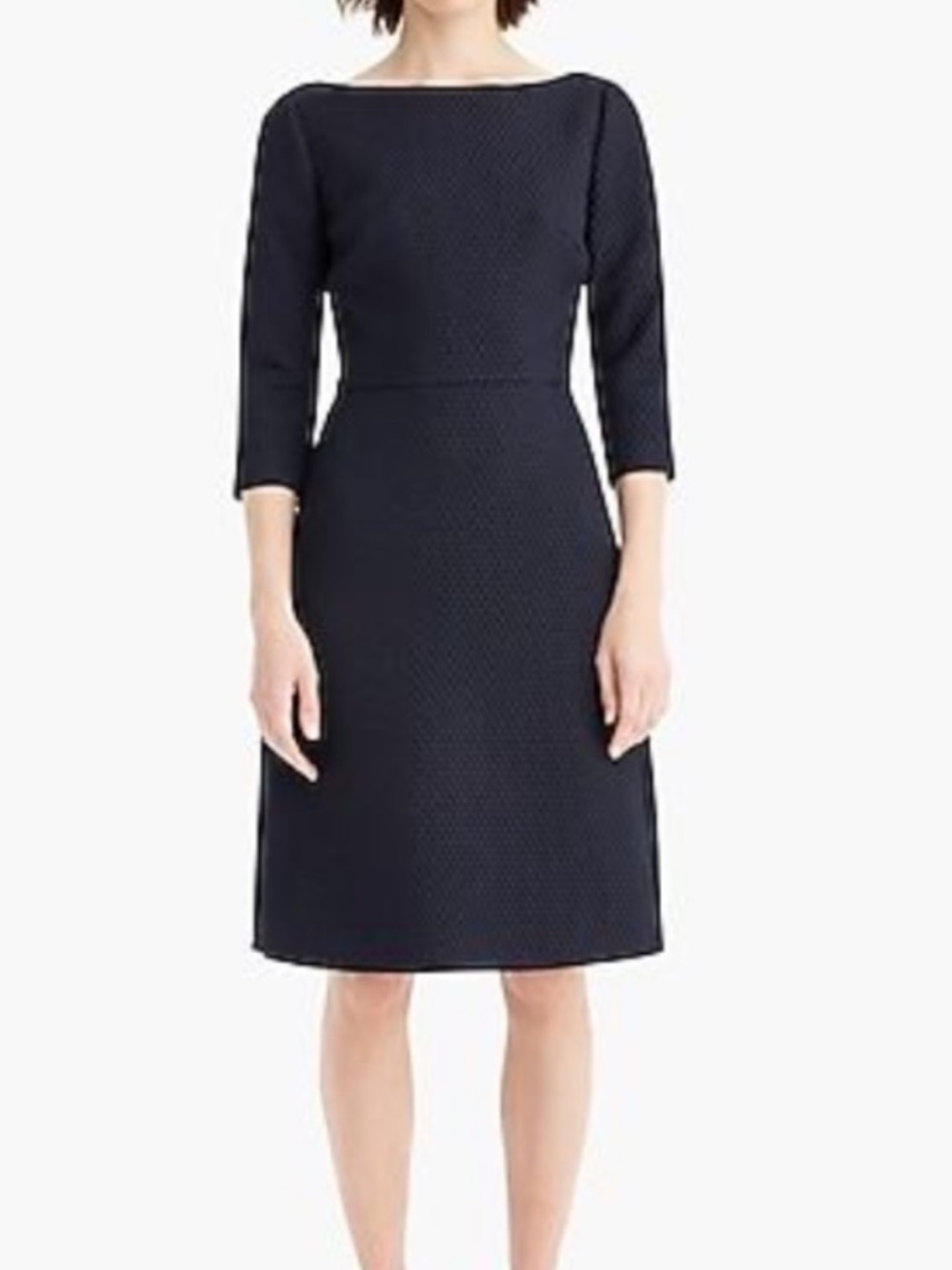 NWT J. Crew Boatneck Sheath Dress in Navy Matelasse Size 20